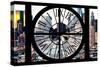 Giant Clock Window - View of Manhattan Buildings - Hell's Kitchen District-Philippe Hugonnard-Stretched Canvas