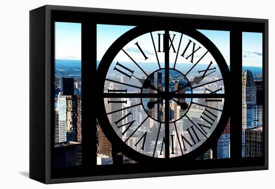 Giant Clock Window - View of Manhattan Buildings IV-Philippe Hugonnard-Framed Stretched Canvas