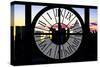 Giant Clock Window - View of Manhattan Buildings Silhouettes at Sunrise-Philippe Hugonnard-Stretched Canvas