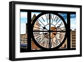 Giant Clock Window - View of Manhattan Buildings-Philippe Hugonnard-Framed Photographic Print