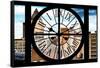 Giant Clock Window - View of Manhattan Buildings-Philippe Hugonnard-Framed Stretched Canvas