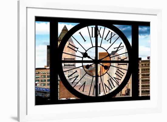 Giant Clock Window - View of Manhattan Buildings-Philippe Hugonnard-Framed Photographic Print