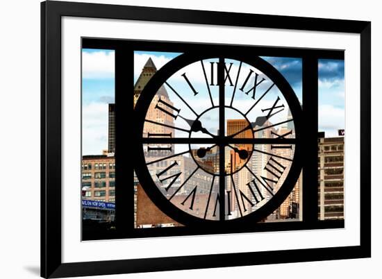 Giant Clock Window - View of Manhattan Buildings-Philippe Hugonnard-Framed Photographic Print