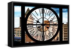 Giant Clock Window - View of Manhattan Buildings-Philippe Hugonnard-Framed Stretched Canvas