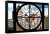 Giant Clock Window - View of Manhattan Buildings-Philippe Hugonnard-Framed Stretched Canvas