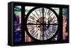 Giant Clock Window - View of Manhattan - New York City II-Philippe Hugonnard-Framed Stretched Canvas