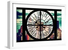 Giant Clock Window - View of Manhattan Skyscrapers with the Empire state Building III-Philippe Hugonnard-Framed Photographic Print