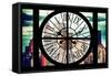 Giant Clock Window - View of Manhattan Skyscrapers with the Empire state Building III-Philippe Hugonnard-Framed Stretched Canvas