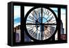 Giant Clock Window - View of Manhattan Skyscrapers-Philippe Hugonnard-Framed Stretched Canvas