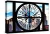 Giant Clock Window - View of Manhattan Skyscrapers-Philippe Hugonnard-Stretched Canvas