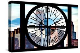 Giant Clock Window - View of Manhattan Skyscrapers-Philippe Hugonnard-Stretched Canvas