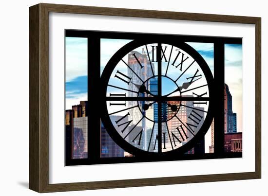 Giant Clock Window - View of Manhattan Skyscrapers-Philippe Hugonnard-Framed Photographic Print