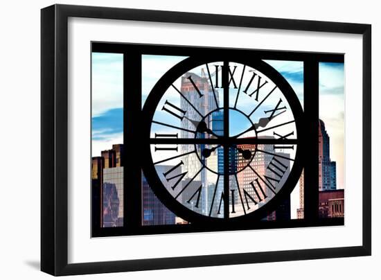 Giant Clock Window - View of Manhattan Skyscrapers-Philippe Hugonnard-Framed Photographic Print