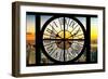 Giant Clock Window - View of Manhattan with the Empire State Building and 1 WTC at Sunset-Philippe Hugonnard-Framed Photographic Print