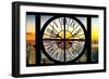 Giant Clock Window - View of Manhattan with the Empire State Building and 1 WTC at Sunset-Philippe Hugonnard-Framed Photographic Print