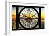 Giant Clock Window - View of Manhattan with the Empire State Building and 1 WTC at Sunset-Philippe Hugonnard-Framed Photographic Print