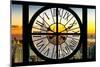 Giant Clock Window - View of Manhattan with the Empire State Building and 1 WTC at Sunset-Philippe Hugonnard-Mounted Photographic Print