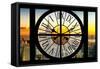 Giant Clock Window - View of Manhattan with the Empire State Building and 1 WTC at Sunset-Philippe Hugonnard-Framed Stretched Canvas