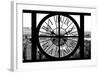 Giant Clock Window - View of Manhattan with the Empire State Building and 1 WTC B&W-Philippe Hugonnard-Framed Photographic Print