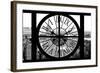 Giant Clock Window - View of Manhattan with the Empire State Building and 1 WTC B&W-Philippe Hugonnard-Framed Photographic Print