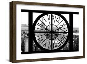 Giant Clock Window - View of Manhattan with the Empire State Building and 1 WTC B&W-Philippe Hugonnard-Framed Photographic Print