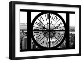 Giant Clock Window - View of Manhattan with the Empire State Building and 1 WTC B&W-Philippe Hugonnard-Framed Photographic Print