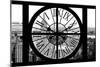 Giant Clock Window - View of Manhattan with the Empire State Building and 1 WTC B&W-Philippe Hugonnard-Mounted Photographic Print