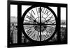 Giant Clock Window - View of Manhattan with the Empire State Building and 1 WTC B&W-Philippe Hugonnard-Framed Photographic Print