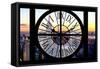 Giant Clock Window - View of Manhattan with the Empire State Building and 1 WTC-Philippe Hugonnard-Framed Stretched Canvas