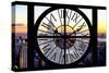 Giant Clock Window - View of Manhattan with the Empire State Building and 1 WTC-Philippe Hugonnard-Stretched Canvas
