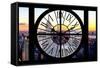 Giant Clock Window - View of Manhattan with the Empire State Building and 1 WTC-Philippe Hugonnard-Framed Stretched Canvas