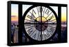 Giant Clock Window - View of Manhattan with the Empire State Building and 1 WTC-Philippe Hugonnard-Framed Stretched Canvas