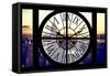 Giant Clock Window - View of Manhattan with the Empire State Building and 1 WTC-Philippe Hugonnard-Framed Stretched Canvas