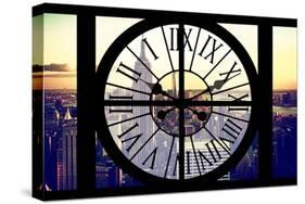 Giant Clock Window - View of Manhattan with the Empire State Building and 1 WTC-Philippe Hugonnard-Stretched Canvas