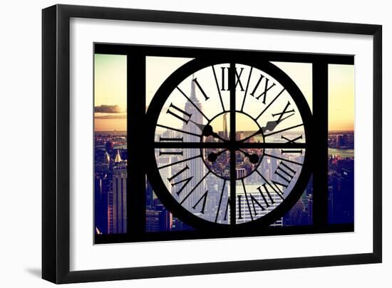 Giant Clock Window - View of Manhattan with the Empire State Building and 1 WTC-Philippe Hugonnard-Framed Photographic Print