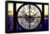 Giant Clock Window - View of Manhattan with the Empire State Building and 1 WTC-Philippe Hugonnard-Framed Stretched Canvas