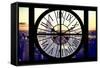 Giant Clock Window - View of Manhattan with the Empire State Building and 1 WTC-Philippe Hugonnard-Framed Stretched Canvas