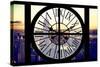 Giant Clock Window - View of Manhattan with the Empire State Building and 1 WTC-Philippe Hugonnard-Stretched Canvas