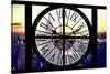 Giant Clock Window - View of Manhattan with the Empire State Building and 1 WTC-Philippe Hugonnard-Stretched Canvas