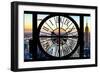 Giant Clock Window - View of Manhattan with the Empire State Building at Sunset-Philippe Hugonnard-Framed Photographic Print