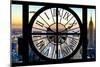 Giant Clock Window - View of Manhattan with the Empire State Building at Sunset-Philippe Hugonnard-Mounted Photographic Print