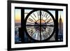 Giant Clock Window - View of Manhattan with the Empire State Building at Sunset-Philippe Hugonnard-Framed Photographic Print