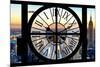 Giant Clock Window - View of Manhattan with the Empire State Building at Sunset-Philippe Hugonnard-Mounted Photographic Print