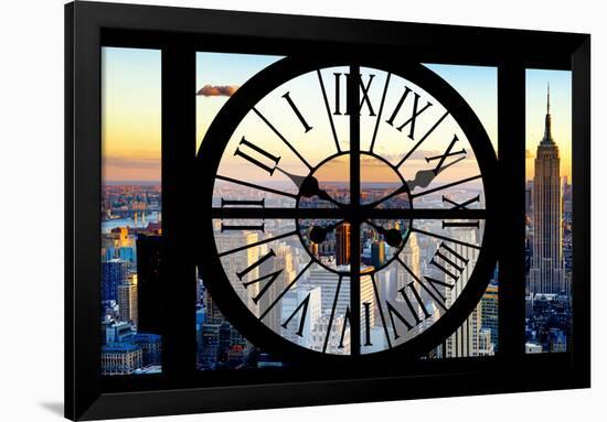 Giant Clock Window - View of Manhattan with the Empire State Building at Sunset-Philippe Hugonnard-Framed Photographic Print