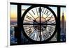 Giant Clock Window - View of Manhattan with the Empire State Building at Sunset-Philippe Hugonnard-Framed Photographic Print