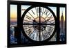 Giant Clock Window - View of Manhattan with the Empire State Building at Sunset-Philippe Hugonnard-Framed Photographic Print