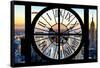 Giant Clock Window - View of Manhattan with the Empire State Building at Sunset-Philippe Hugonnard-Framed Stretched Canvas