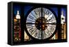 Giant Clock Window - View of Manhattan with the Empire State Building III-Philippe Hugonnard-Framed Stretched Canvas