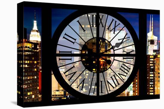 Giant Clock Window - View of Manhattan with the Empire State Building III-Philippe Hugonnard-Stretched Canvas