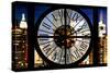 Giant Clock Window - View of Manhattan with the Empire State Building III-Philippe Hugonnard-Stretched Canvas